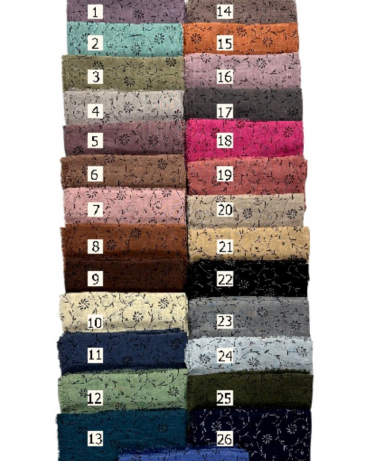 Pigment Baskı Flamlı Eşarp V-5092